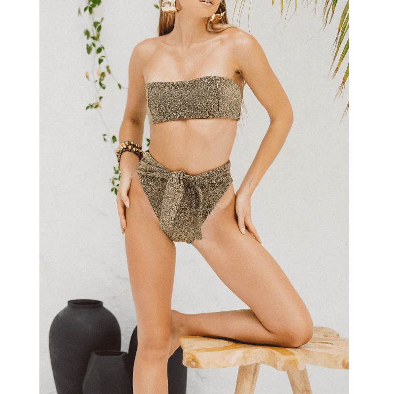 Jade Gold Metallic Bandeau Top