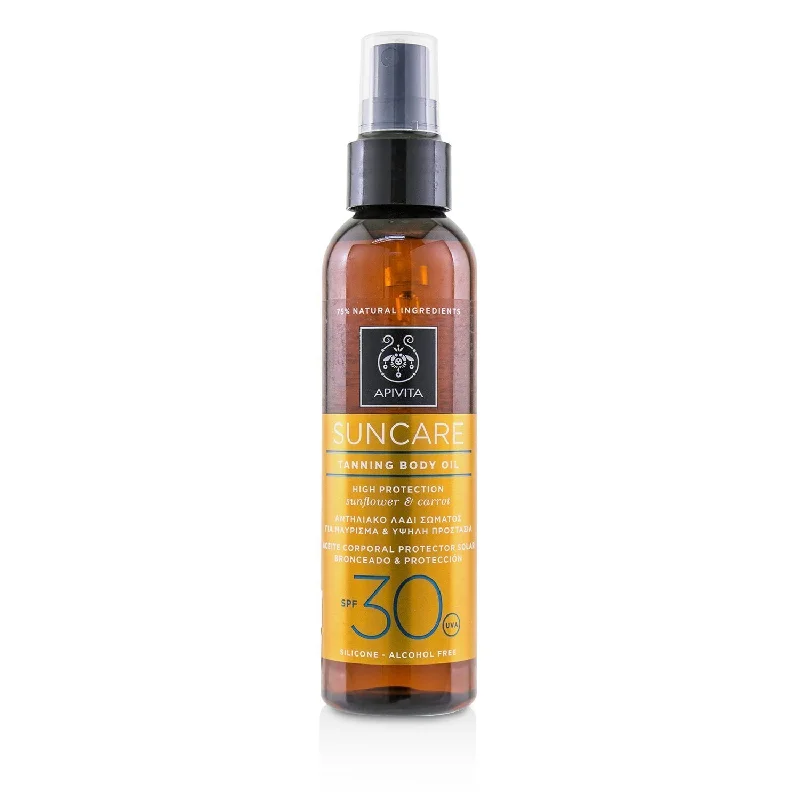 plant-based sunscreen-Apivita Suncare Tanning Body Oil SPF 30 With Sunflower & Carrot  150ml/5oz