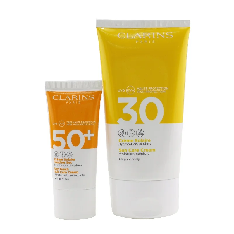 lightweight tinted sunscreen-Clarins Golden Summer Sunday Gift Set: Sun Care Body Cream SPF 30 150ml+ Dry Touch Sun Care Cream For Face SPF 50 30ml  2pcs