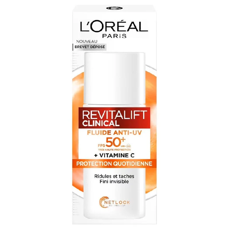 natural zinc sunscreen-Anti-UV SPF50+ Fluid 50ml Revitalift Clinical Vitamin C L'Oréal Paris