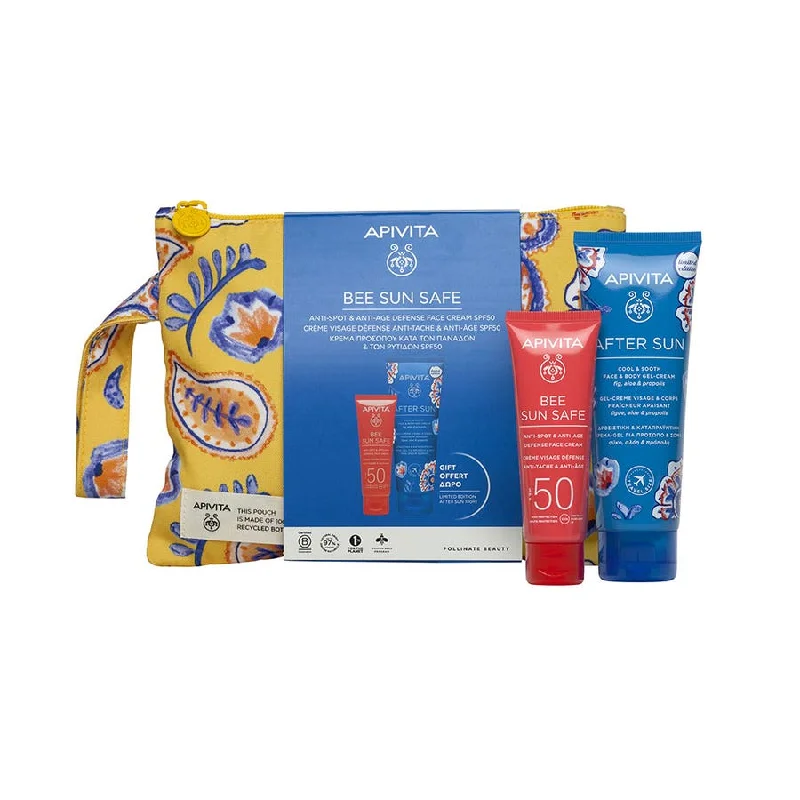 soothing sunscreen cream-Apivita Bee Sun Safe Suncare Kit 250ml Bee Sun Safe Gel Creme Defense SPF50 + Gel Creme Fraicheur Apivita?Suncare Kit Gel Creme Defense SPF50 + Gel Creme Fraicheur Apaisant 250ml