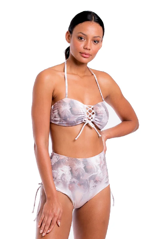 chic bikini pattern-Beige Cristal High Waist Bikini