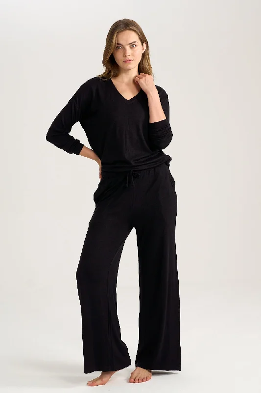 plus-size bikini suit-Wide Black Knit Pants