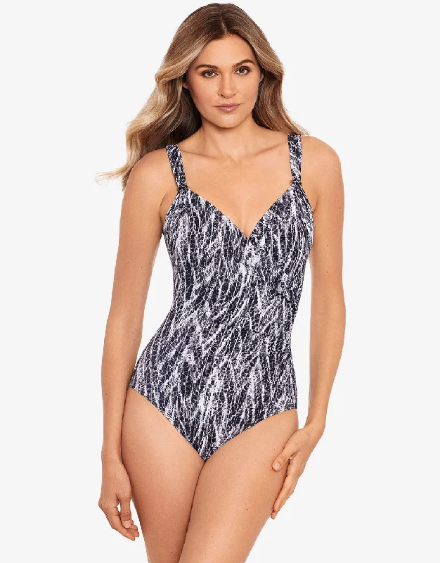 Chevron Python Siren Swimsuit - Silver Grey