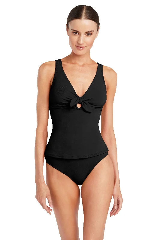 durable swimwear material-ROBIN PICCONE BLACK AVA TANKINI