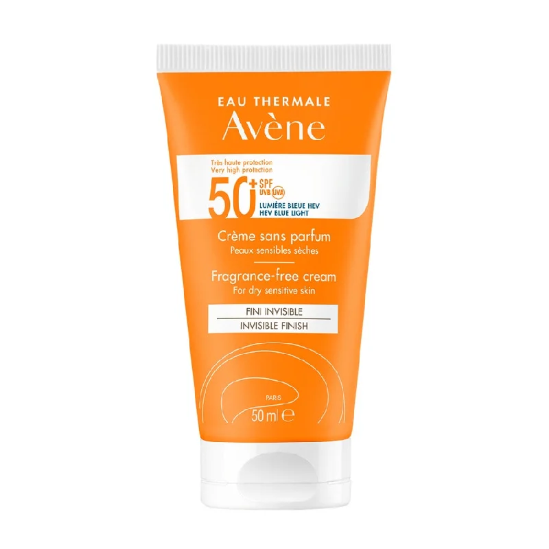 quick-apply sunscreen-Cream Spf50+ Fragrance Free 50ml Solaire Peaux sensibles sèches Avène