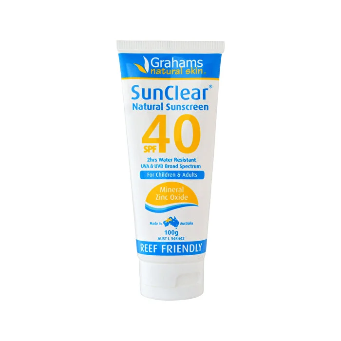 hydrating sunscreen cream-GRAHAMS NATURAL ALTERNATIVES Grahams Natural SunClear Natural Sunscreen SPF 40 (for Children & Adults) 100g