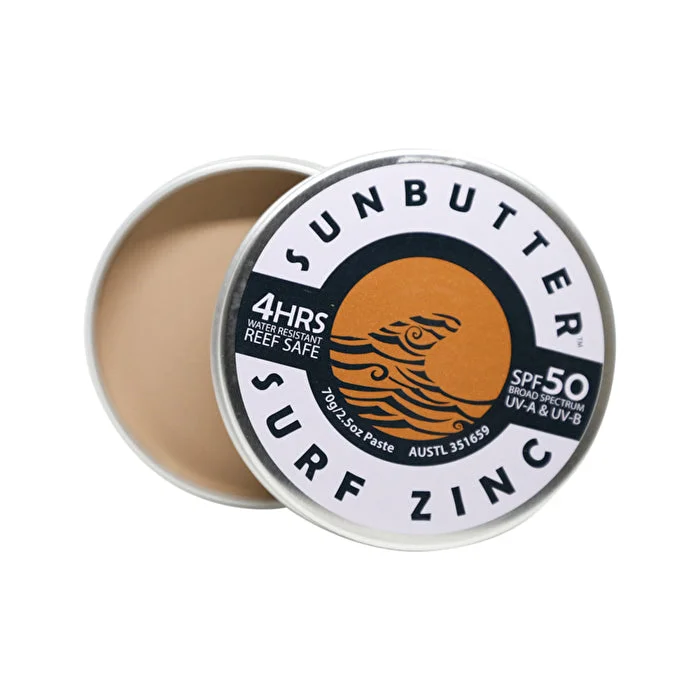 allergy-friendly sunscreen-SunButter Skincare Sunscreen Surf Zinc Tan SPF 50 Tin 70g