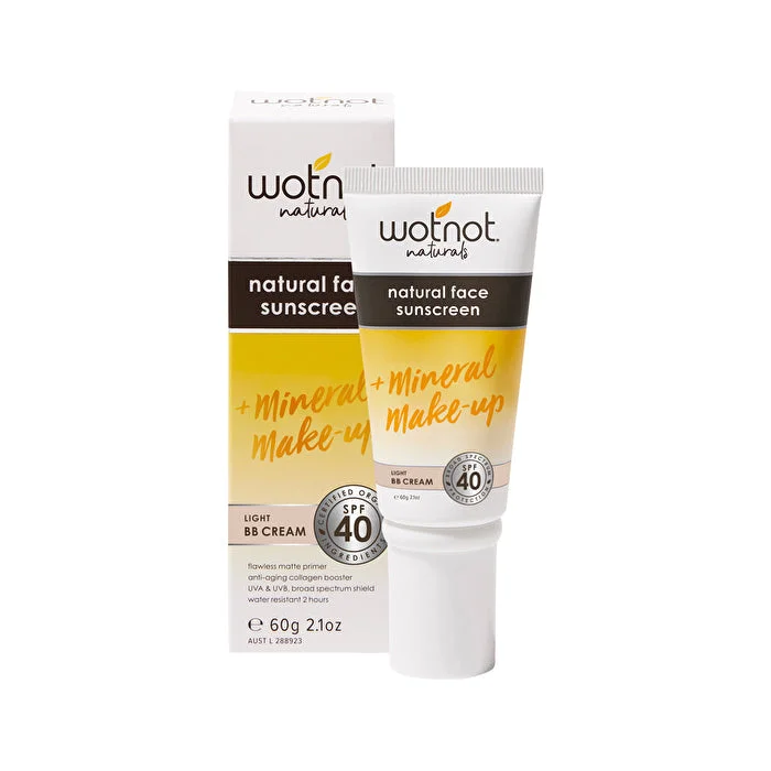 daily wear sunscreen-Wotnot Naturals Natural Face Sunscreen SPF 40 (Mineral Make-Up) Light BB Cream 60g