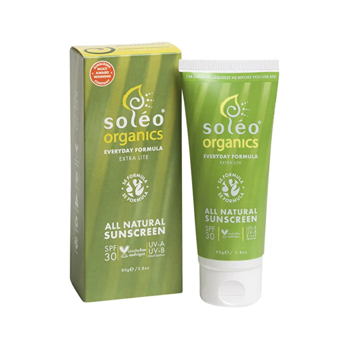 everyday sunscreen SPF 50-Soleo Organics All Natural Sunscreen SPF30 Everyday Formula Coconut (Extra Lite) 80g