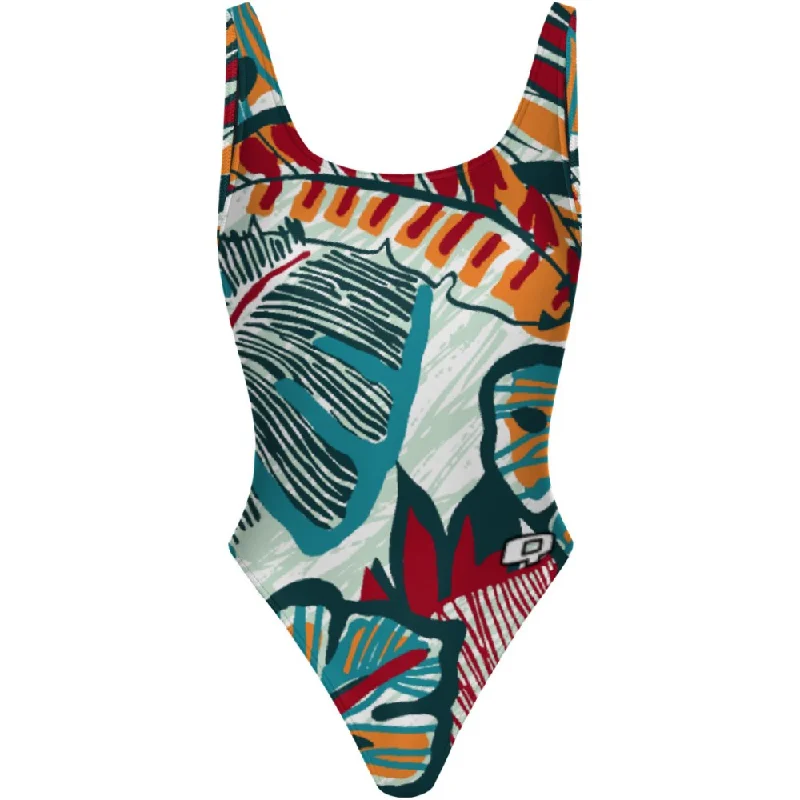 Flower Forest - High Hip One Piece Swimsuit