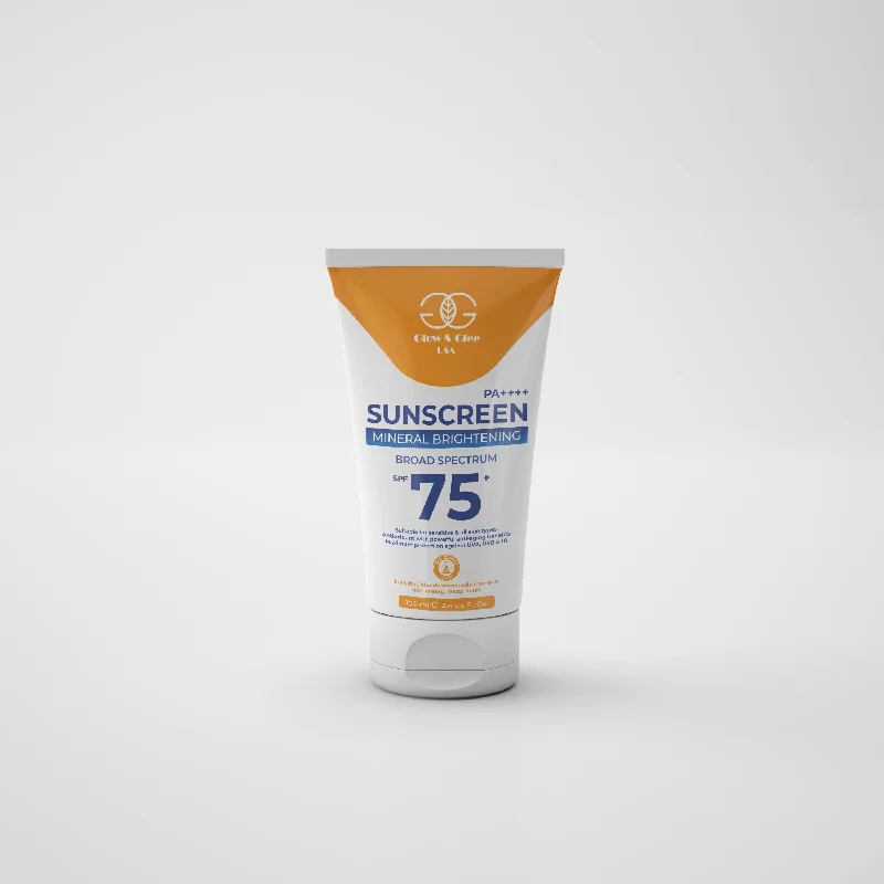 mineral zinc sunscreen-GLOW & GLEE SUNSCREEN MINERAL BRIGHTENING BROAD SPECTRUM SPF 75