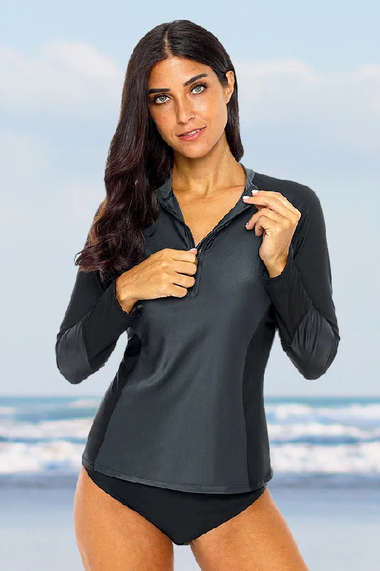 Clearance | Women's Sleek Quarter Zip Long Sleeve UPF 50+ Rash Guard