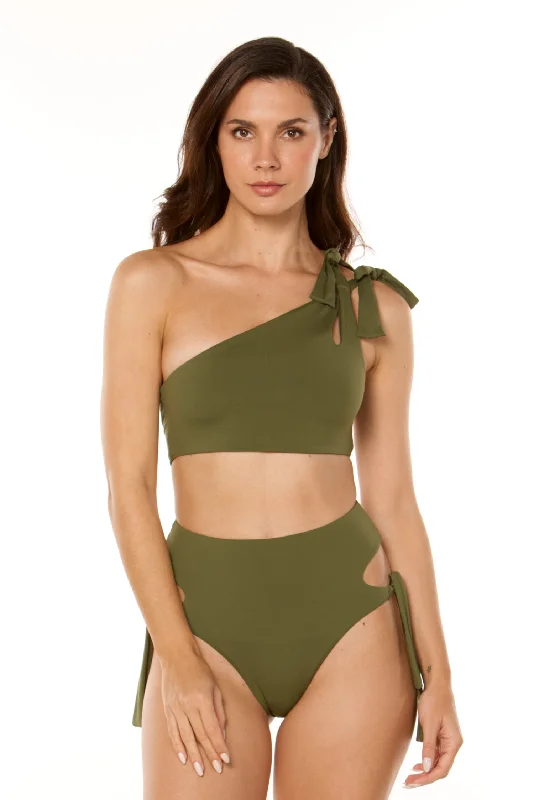 floral high-waist bikini-Militar Green Blas Bikini