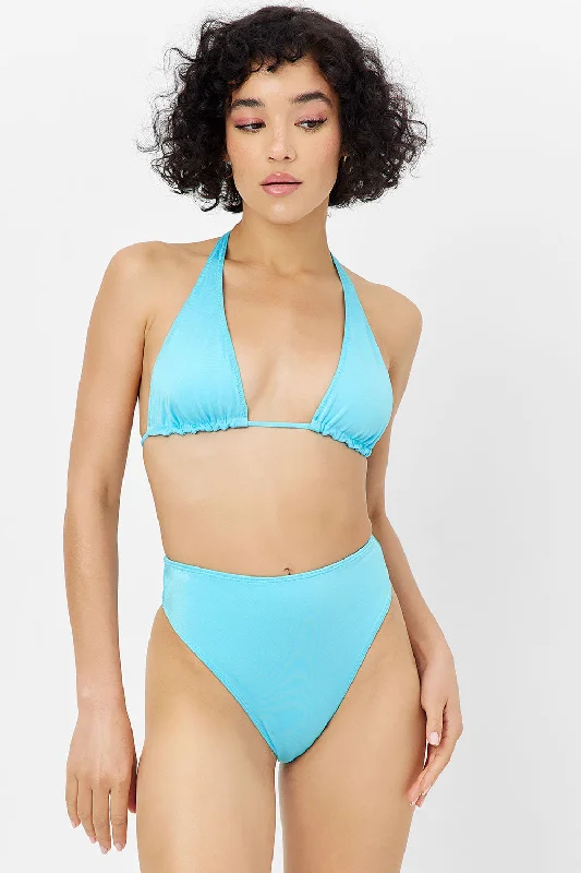 tie-dye swimwear suit-Harlow Shine Halter Bikini Top - Aquamarine