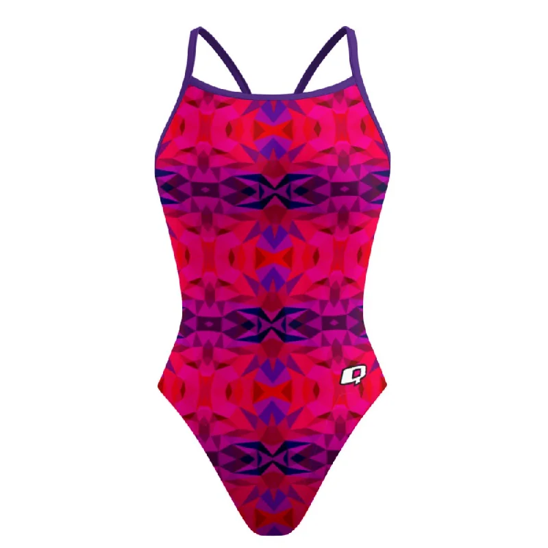 Kaleido Red Skinny Strap Swimsuit