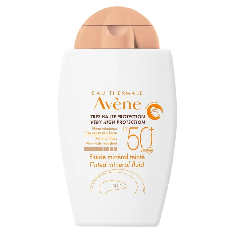 shine-free sunscreen-Mineral Tinted SPF50+ Sun Fluid 40ml Solaire Avène