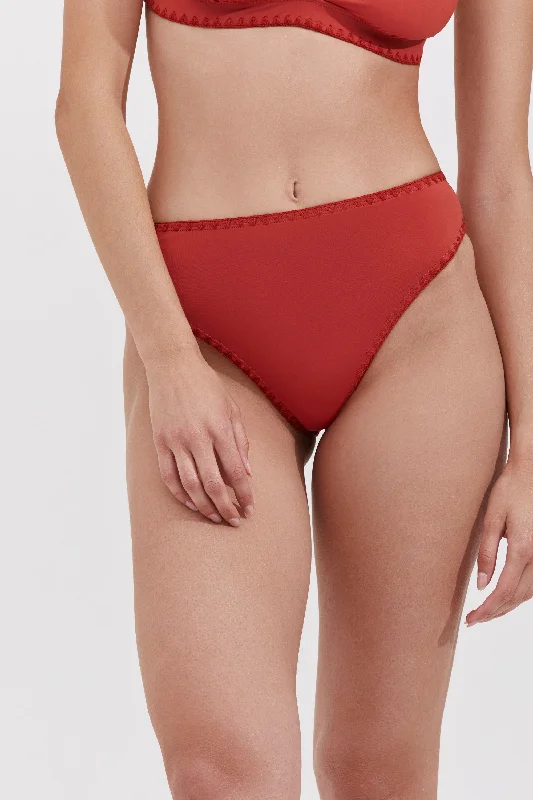 HIGH RISE BIKINI BOTTOM IN TERRACOTTA