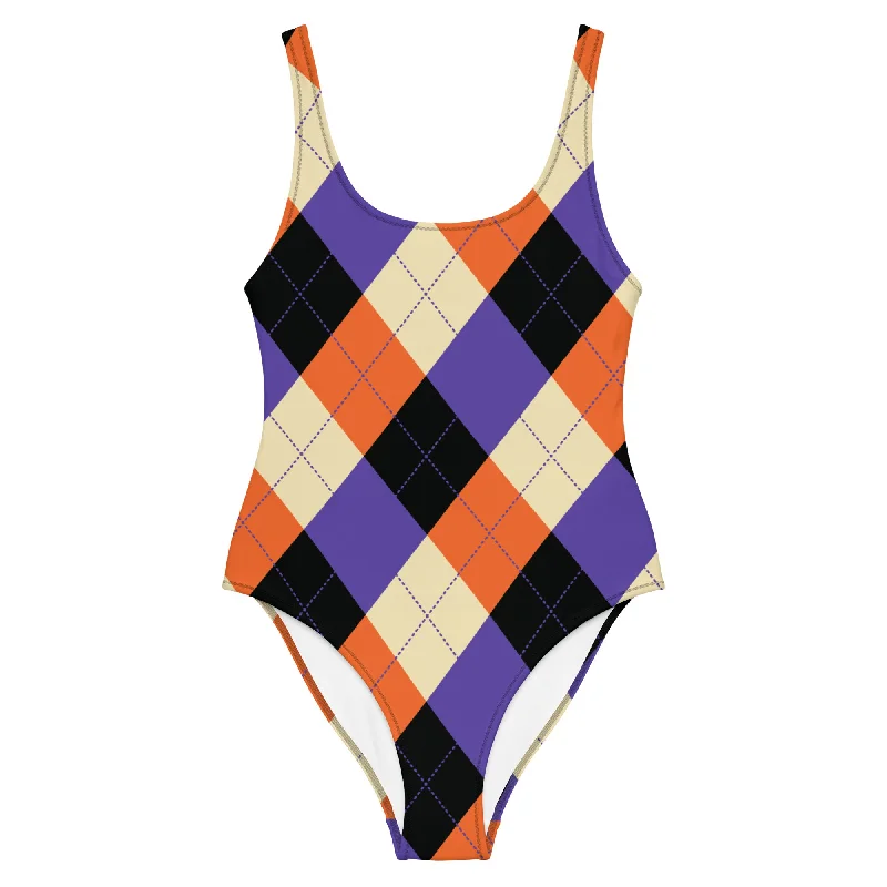 One-Piece Swimsuit Argyle