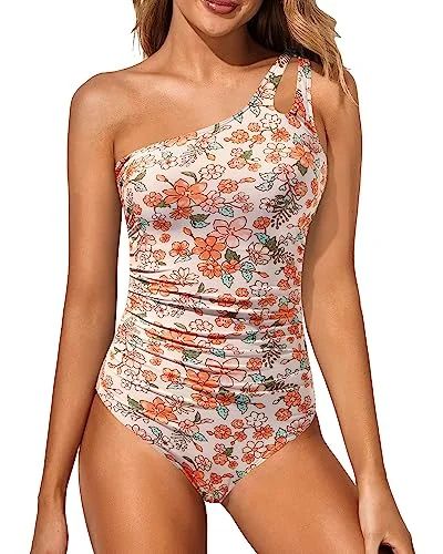 One Shoulder One Piece Swimsuit Full Coverage Swimwear