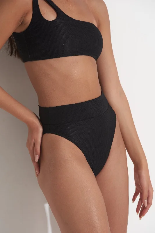 PILPEL HIGH WAIST BOTTOM IN BLACK TEXTURE