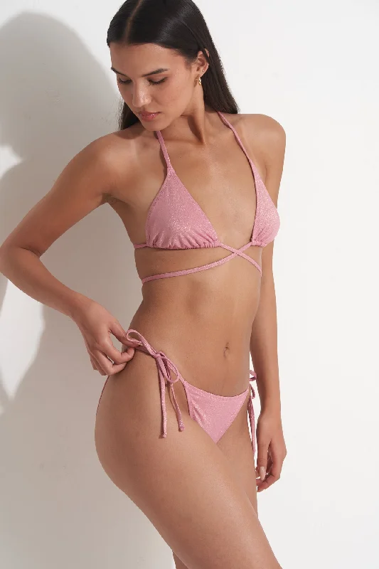 PILPEL SIDE TIE BOTTOM IN PINK LUREX