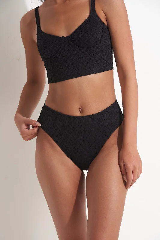 PILPEL HIGH WAIST BIKINI BOTTOM IN BLACK