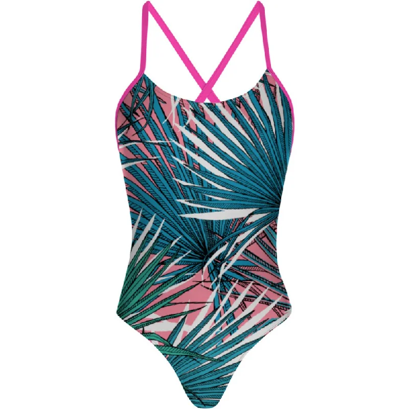 Pink Palm - Tieback One Piece Swimsuit