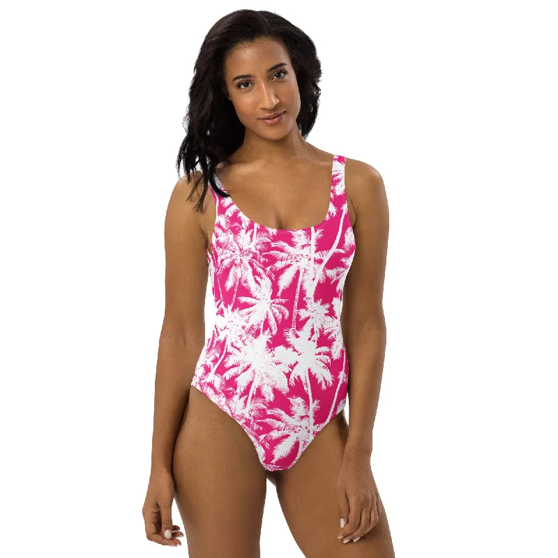 PINK PALMS ONE-PIECE SWIMSUIT