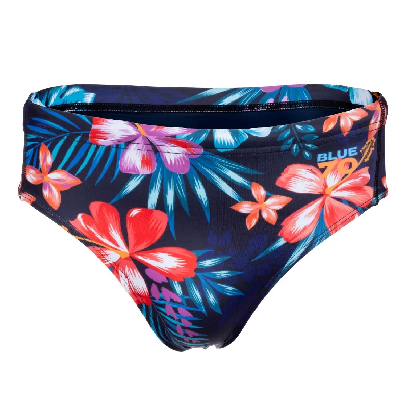 sleek navy swimwear-Podium Brief - Hibiscus