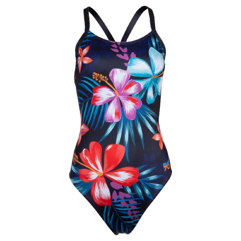 trendy cut-out swimwear-Podium Racerback - Hibiscus