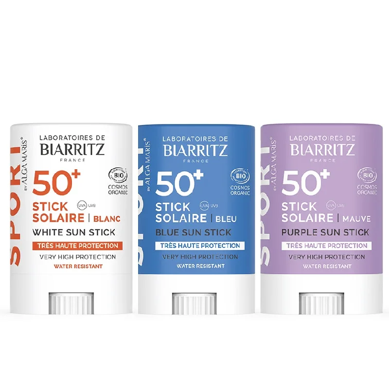 titanium dioxide sunscreen-Protective Stick SPF50+ Bio Colouring SPORT Travel 12g Soins Solaires Laboratoires De Biarritz