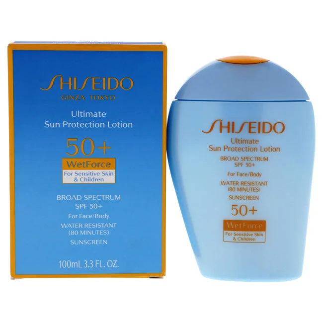 organic mineral sunscreen-Shiseido Ultimate Sun Protection Lotion WetForce SPF 50 for Sensitive Skin and Children by Shiseido for Unisex - 3.3 oz Sunscreen