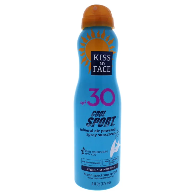 clear finish sunscreen-Kiss My Face Cool Sport Mineral Air Powered Spray Sunscreen SPF 30 by Kiss My Face for Unisex - 6 oz Sunscreen