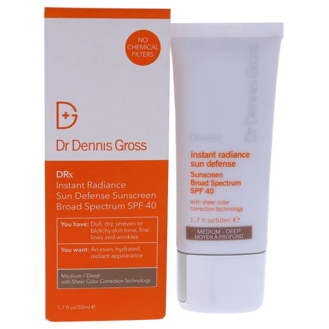 soothing sunscreen cream-Dr. Dennis Gross Instant Radiance Sun Defense Broad Spectrum Spf 40 - Medium/Deep by Dr. Dennis Gross for Unisex - 1.7 oz Cream