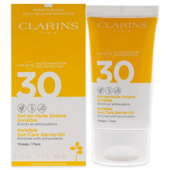 organic sunscreen lotion-Clarins Invisible Sun Care Gel-to-Oil SPF 30 by Clarins for Unisex - 1.7 oz Sunscreen