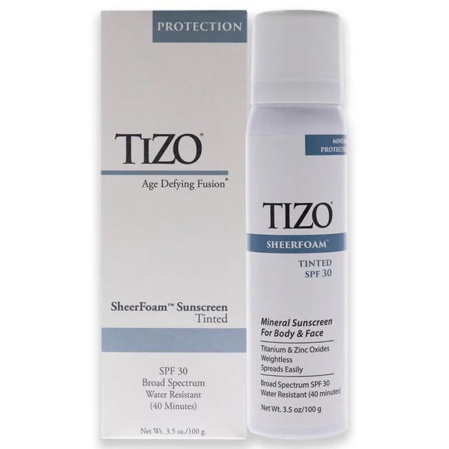 UV-protective sunscreen-SheerFoam Body And Face Tinted SPF 30 by Tizo for Unisex - 3.5 oz Sunscreen