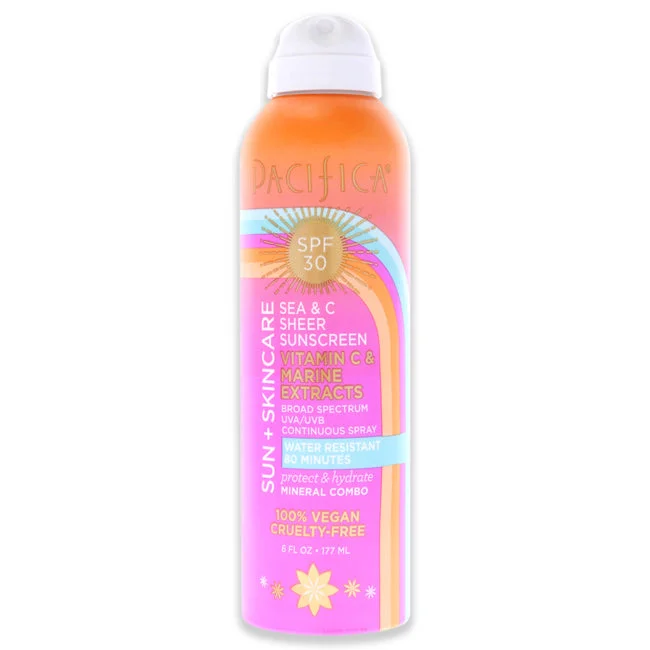 extended sunscreen protection-Pacifica Sea and C Sheer Sunscream Spray SPF 30 by Pacifica for Unisex - 6 oz Spray