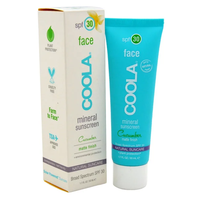 sweat-resistant sunscreen-Coola Mineral Face Sunscreen Matte Tint SPF 30 - Cucumber by Coola for Unisex - 1.7 oz Sunscreen