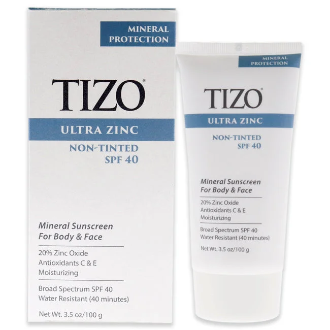 hydrating sunscreen cream-Tizo Ultra Zinc Body and Face Non-tinted SPF 40 by Tizo for Unisex - 3.5 oz Sunscreen