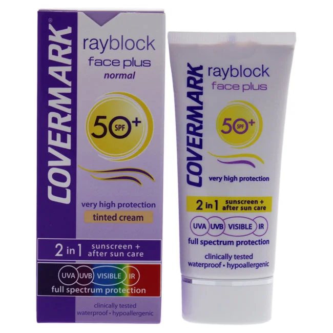 sheer finish sunscreen-Covermark Rayblock Face Plus Tinted Cream 2-in-1 Waterproof SPF50-Normal Skin-Light Beige by Covermark for Women - 1.69 oz Sunscreen