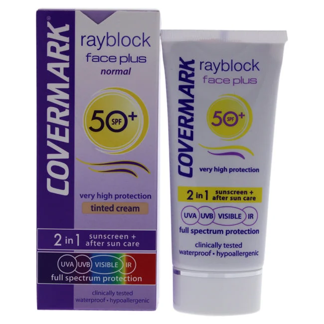 wrinkle-preventing sunscreen-Covermark Rayblock Face Plus Tinted Cream 2-in-1 Waterproof SPF50 - Normal Skin-Soft Brown by Covermark for Women - 1.69 oz Sunscreen