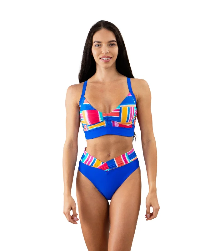 chic bandeau bikini-Rainbow Stripes Bralette D-DD