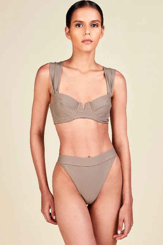 VISON TAUPE HIGH RISE BIKINI BOTTOM CONCHA 20