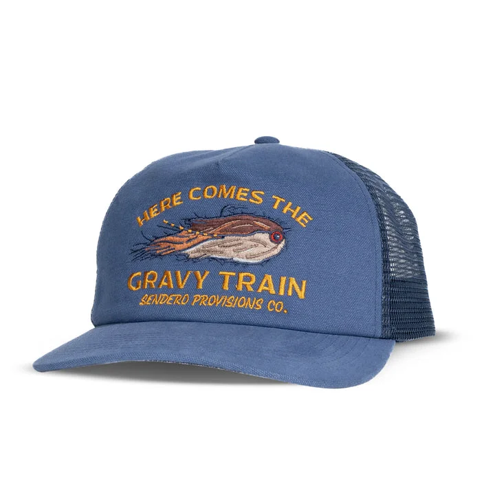 vintage wide-brim sun hat-Gravy Train Hat - Blue