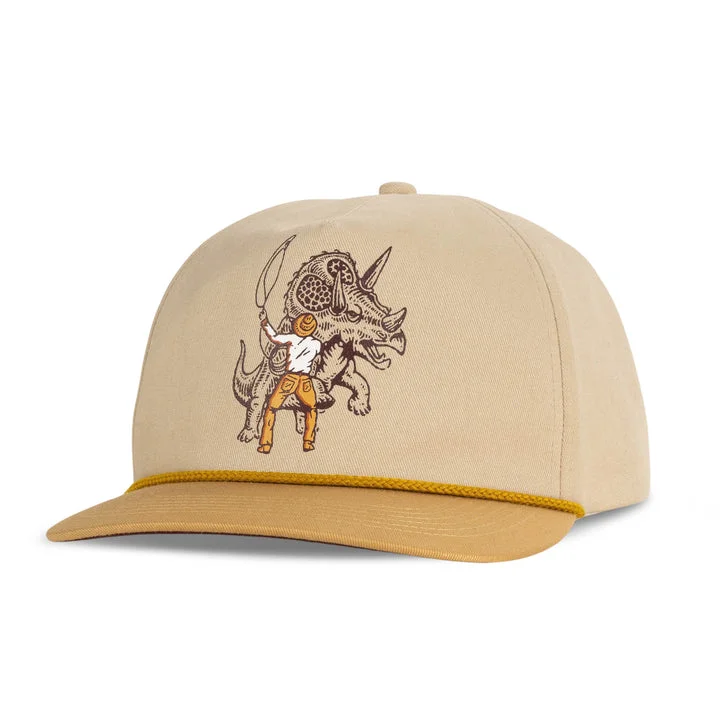 vintage fedora sun hat-Triceratops Hat - Cream / Gold