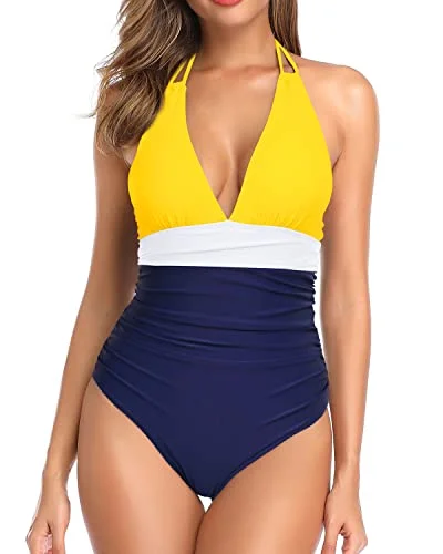 Sexy Plunge V Neck Swimsuit Women's One Piece Tummy Control Swimwear