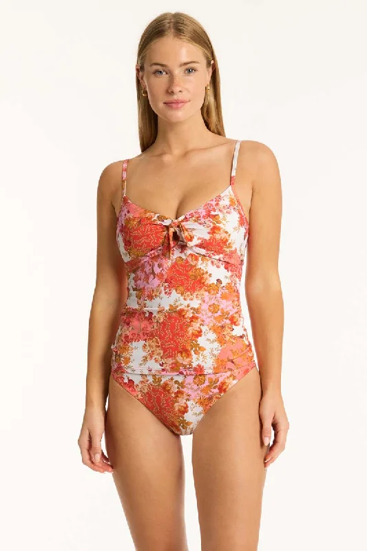 soft Lycra swimwear-Daisyfield Tie Front B/C Tankini