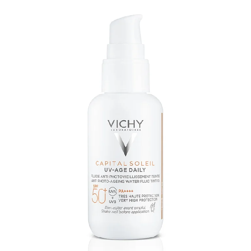 full-spectrum sunscreen-SPF50+ Tinted Cream 40ml Capital Soleil Uv-Age Daily Vichy