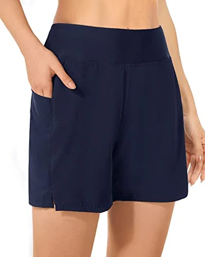 Swimsuit Bottom Trunks Women's High Waisted Swim Board Shorts UPF 50+